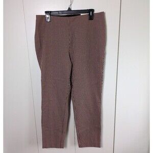 NEW A New Day  12 R Skinny Ankle Pants Brown Plaid Side Zipper Elastic Waist